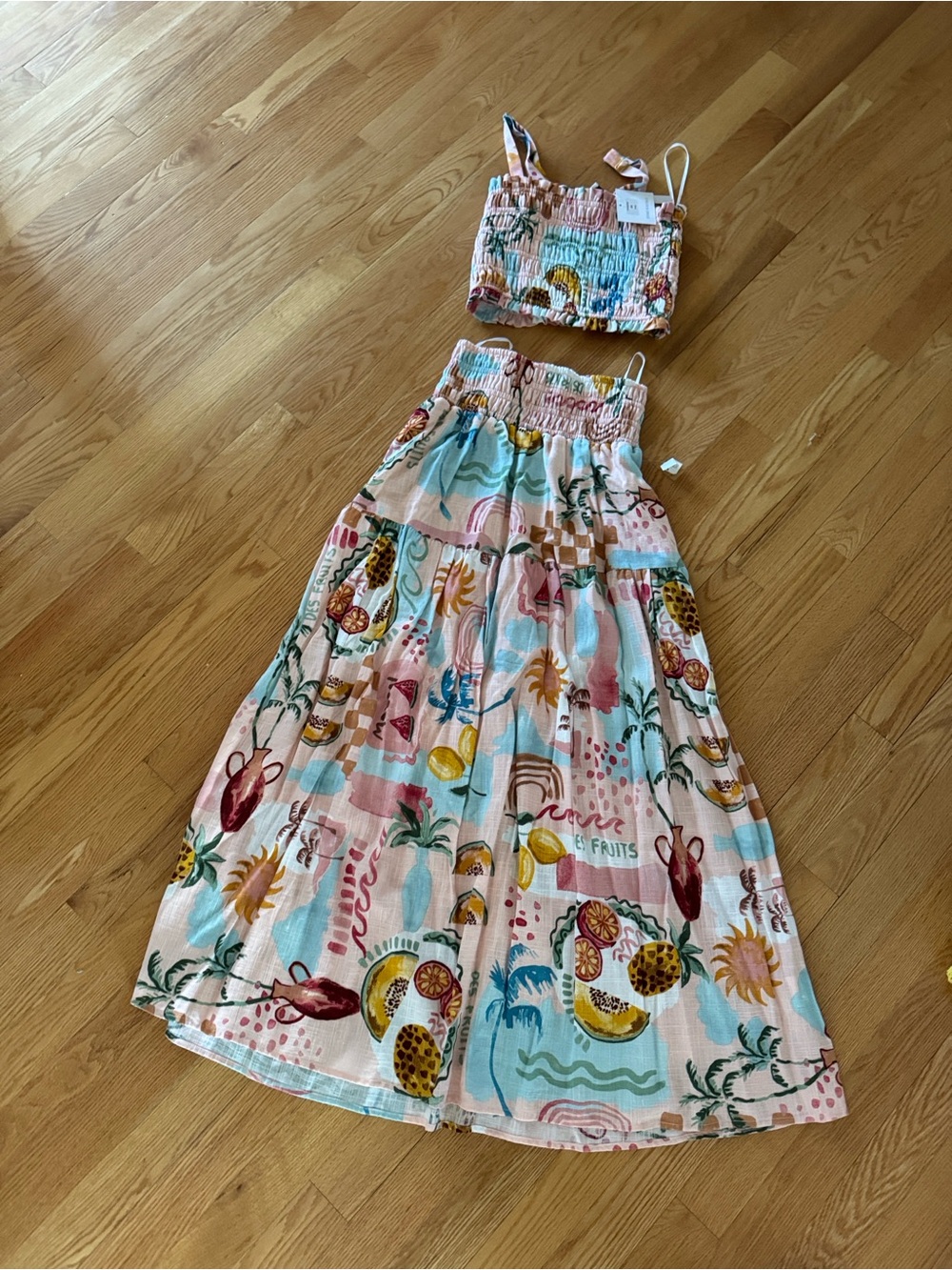 Paper heart two piece maxi shirt and Smocked topTropical sundress nwt xs